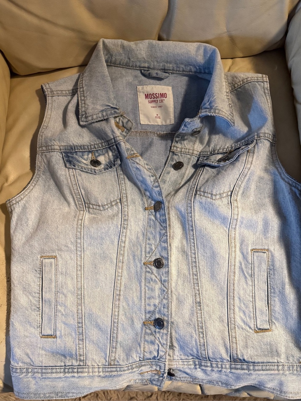 Mossimo Supply Co. Light Blue Denim Vest light wash sz M